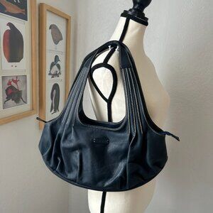 Lorenzo Navy Blue Leather Shoulder Bag